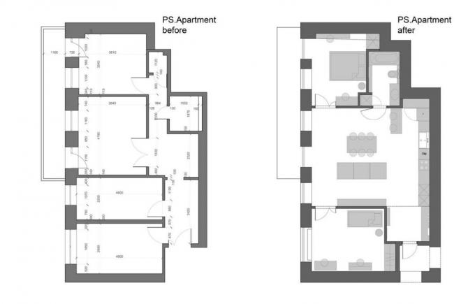 Modern bir iki odalı bir dairede eski treshki 67 m² itibaren