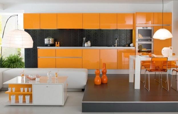 Beyaz-turuncu mutfak (42 fotoğraf), turuncu-gri: kendi ellerinizle bir tasarım nasıl oluşturulur, talimatlar, fotoğraf ve video eğitimleri