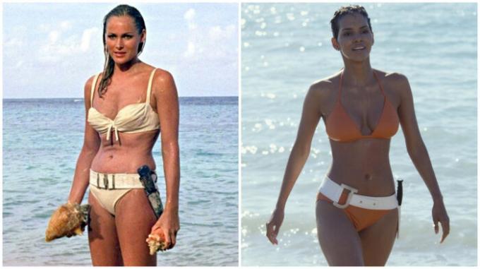 bikini Ursula Anders (1962) ve Halle Berry (2002) 'de Bond kızı.