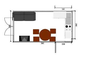 mutfak, oturma odası 16 m2