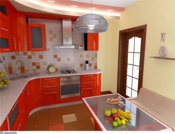Yuvarlak yüzeyler, ışık, renk paleti ve camın ustaca kullanımı ve küçük mutfağınız samimi toplantılar için çok rahat ve favori bir yere dönüşebilir.