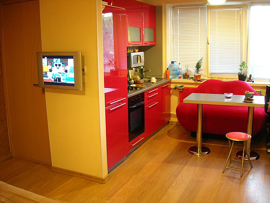 mutfaklı oturma odası tasarımı