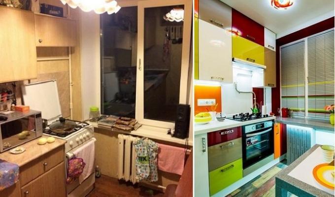 Önce ve sonra: mutfağın Parlak dönüşümü "Kruşçev," 6 metrekarelik bir alana. m