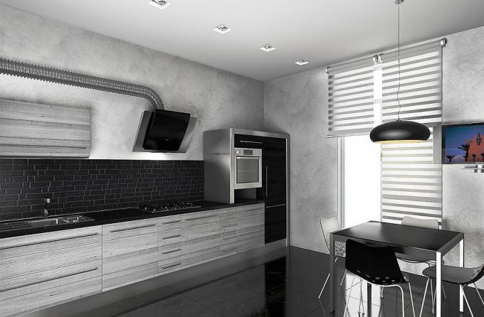 Yüksek teknoloji, konforu değil, teknolojiyi vurgulamak için tasarlanmıştır, bu nedenle beyazın gri veya siyahla kombinasyonu genellikle odalarda kullanılır. 