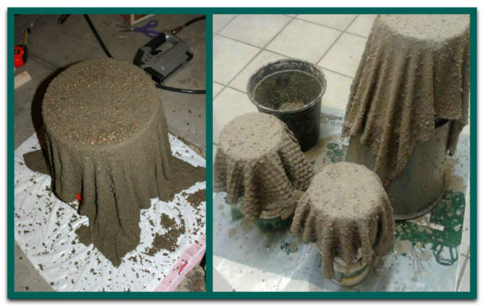 kumaş ve çimento bir tencere nasıl yapılır