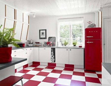 beyaz ile kırmızı mutfak