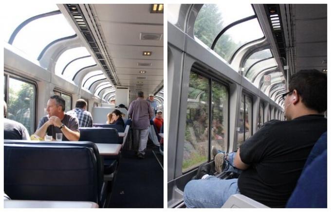 Yemek araba ve özel bir gezi tren yolcu sahne (ABD) keyfini böylece, panoramik pencerelerle donatılmıştır.
