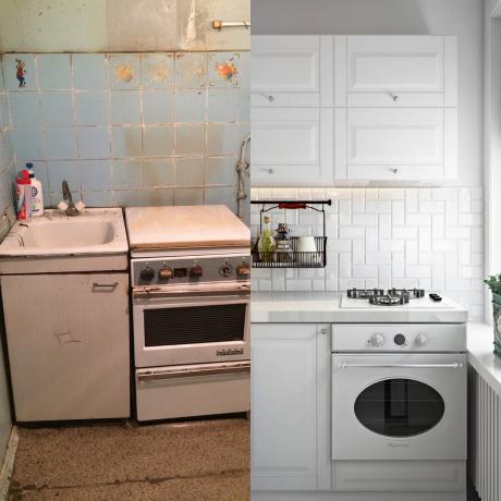 Mutfak öncesi ve onarım sonrası