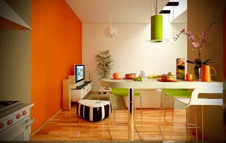 yeşil turuncu mutfak