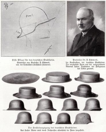 kask ve fikirler Stahlhelm M16 Dr. Friedrich Shverd yazarı oluşturma süreci.